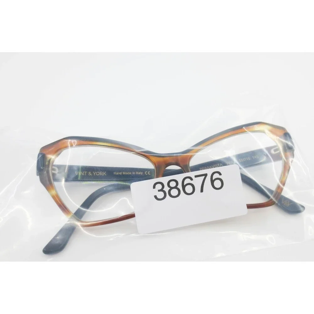Vint & York Primavista VYYLT Cat Eye Eyeglasses Amber Tortoise Navy Blue